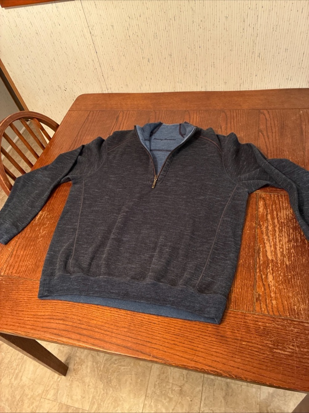Tommy Bahama Reversible 1/4 Zip Sweater Men’s L  Pullover Sweatshirt Gray/ Blue